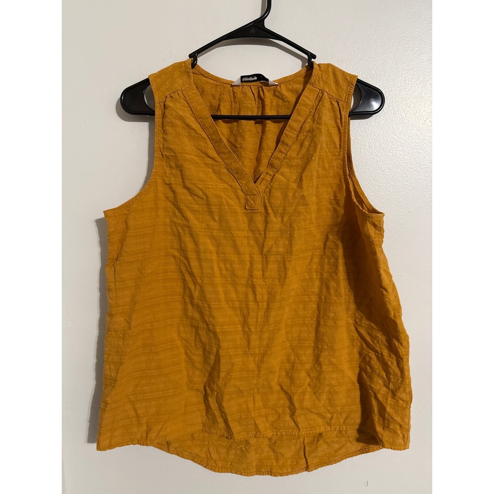Sonoma Goods For Life Womens Mustard Yellow V-Neck Sleeveless Tank Top Large